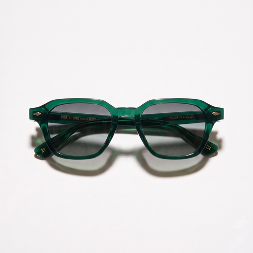 Lunettes de soleil carrées émeraude translucide OZOURI EYEWEAR - vue de dessus repliées